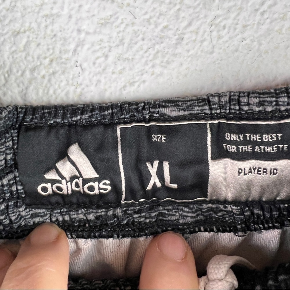 ADIDAS BASKETBALL TEAM SHORTS. Red Hawk (?) Logo. Black & white space dyed. XL - Picture 5 of 8